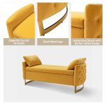Christoph Mustard Velvet Button-Tufted Flip Top Storage Bench 10 Christoph Mustard Velvet Button-Tufted Flip Top Storage Bench