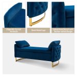 Christoph Navy Velvet Button Tufted Flip Top Storage Bench 10 Christoph Navy Velvet Button Tufted Flip Top Storage Bench