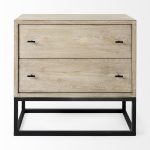 Ciara 32L x 16W Beige Fir Veneer 2 Drawer Accent Cabinet