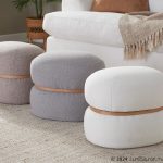 Cinch 17-Inch Cream Bouclé Contemporary Pouf Ottoman Natural Wood 12 Cinch 17-Inch Cream Bouclé Contemporary Pouf Ottoman Natural Wood