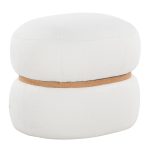 Cinch 17-Inch Cream Bouclé Contemporary Pouf Ottoman Natural Wood 17 Cinch 17-Inch Cream Bouclé Contemporary Pouf Ottoman Natural Wood