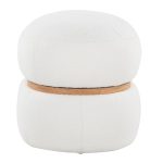 Cinch 17-Inch Cream Bouclé Contemporary Pouf Ottoman Natural Wood 18 Cinch 17-Inch Cream Bouclé Contemporary Pouf Ottoman Natural Wood