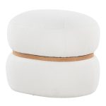 Cinch 17-Inch Cream Bouclé Contemporary Pouf Ottoman Natural Wood 19 Cinch 17-Inch Cream Bouclé Contemporary Pouf Ottoman Natural Wood