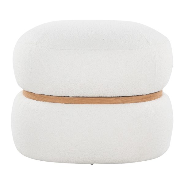 Cinch 17 Inch Cream Boucle Contemporary Pouf Ottoman Natural Wood 8