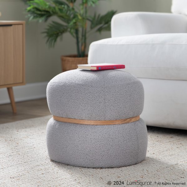 Cinch 17 Inch Grey Contemporary Boucle Pouf Ottoman 1