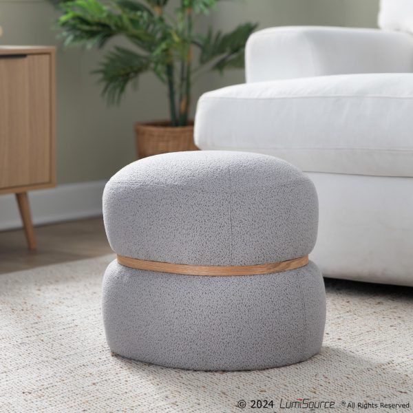 Cinch 17 Inch Grey Contemporary Boucle Pouf Ottoman 2