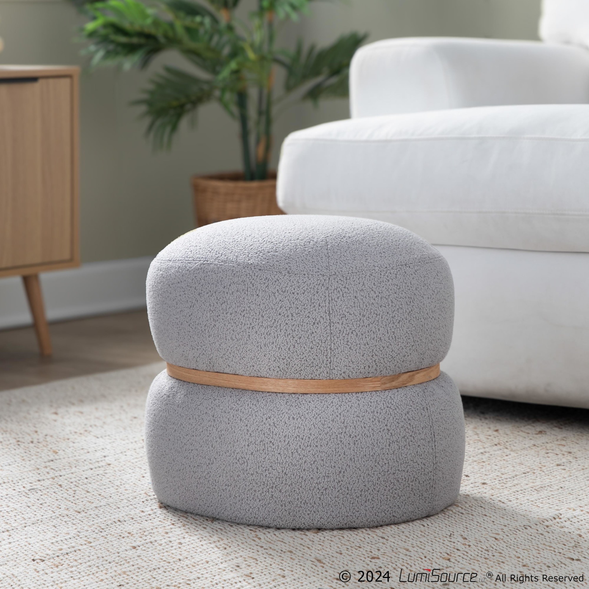 Cinch 17-Inch Grey Contemporary Bouclé Pouf Ottoman 3 Cinch 17-Inch Grey Contemporary Bouclé Pouf Ottoman - Image 3