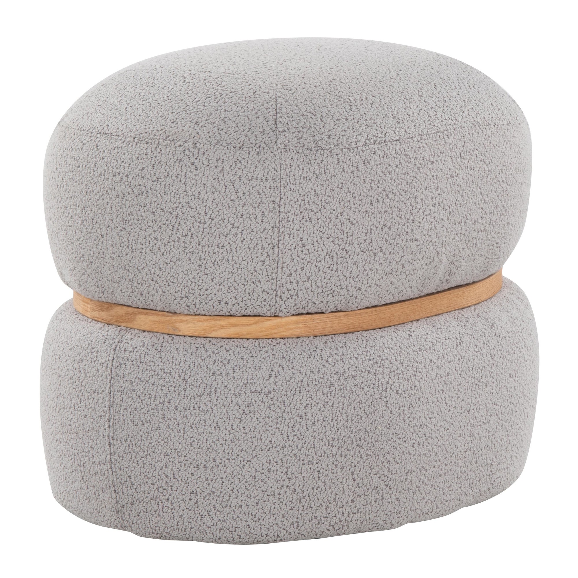Cinch 17-Inch Grey Contemporary Bouclé Pouf Ottoman 4 Cinch 17-Inch Grey Contemporary Bouclé Pouf Ottoman - Image 4