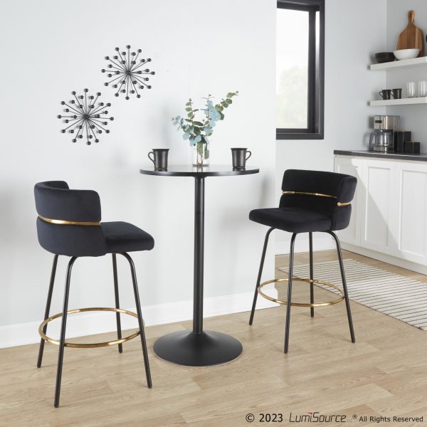 Cinch 26 Black Velvet Contemporary Swivel Counter Stools Set of 2 3