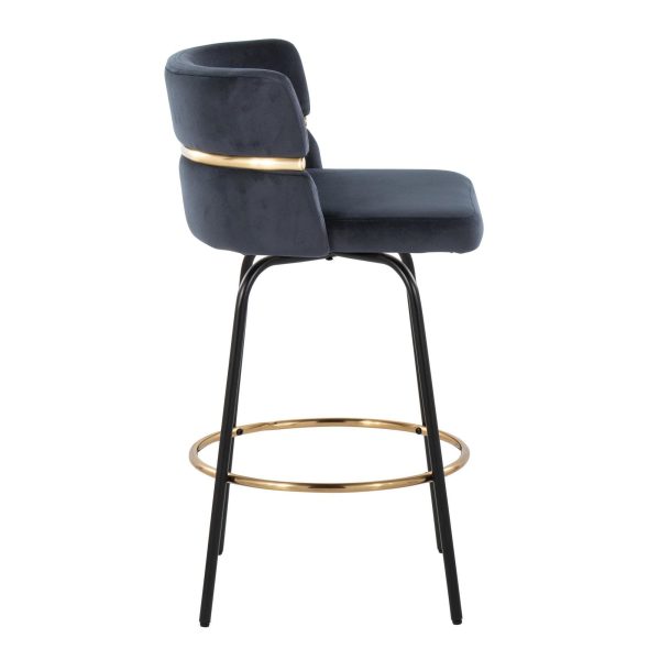 Cinch 26 Black Velvet Contemporary Swivel Counter Stools Set of 2 6