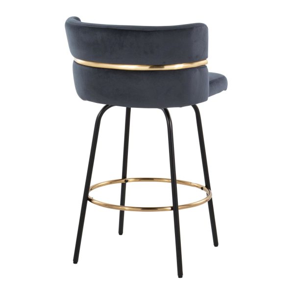 Cinch 26 Black Velvet Contemporary Swivel Counter Stools Set of 2 7