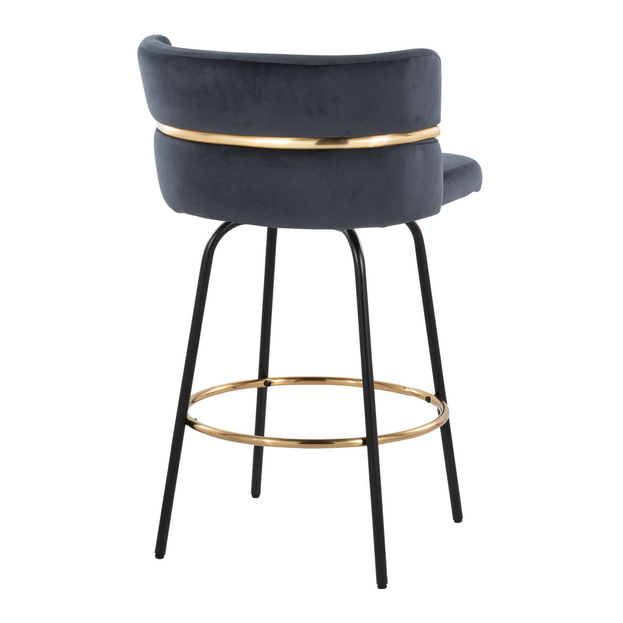 Cinch 26 Black Velvet Contemporary Swivel Counter Stools (Set of 2) 8 Cinch 26 Black Velvet Contemporary Swivel Counter Stools (Set of 2) - Image 8