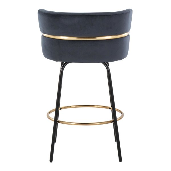 Cinch 26 Black Velvet Contemporary Swivel Counter Stools Set of 2 8