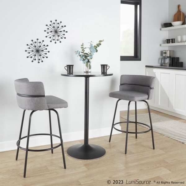 Cinch 26 Contemporary Black and Grey Swivel Counter Stools Set of 2 2