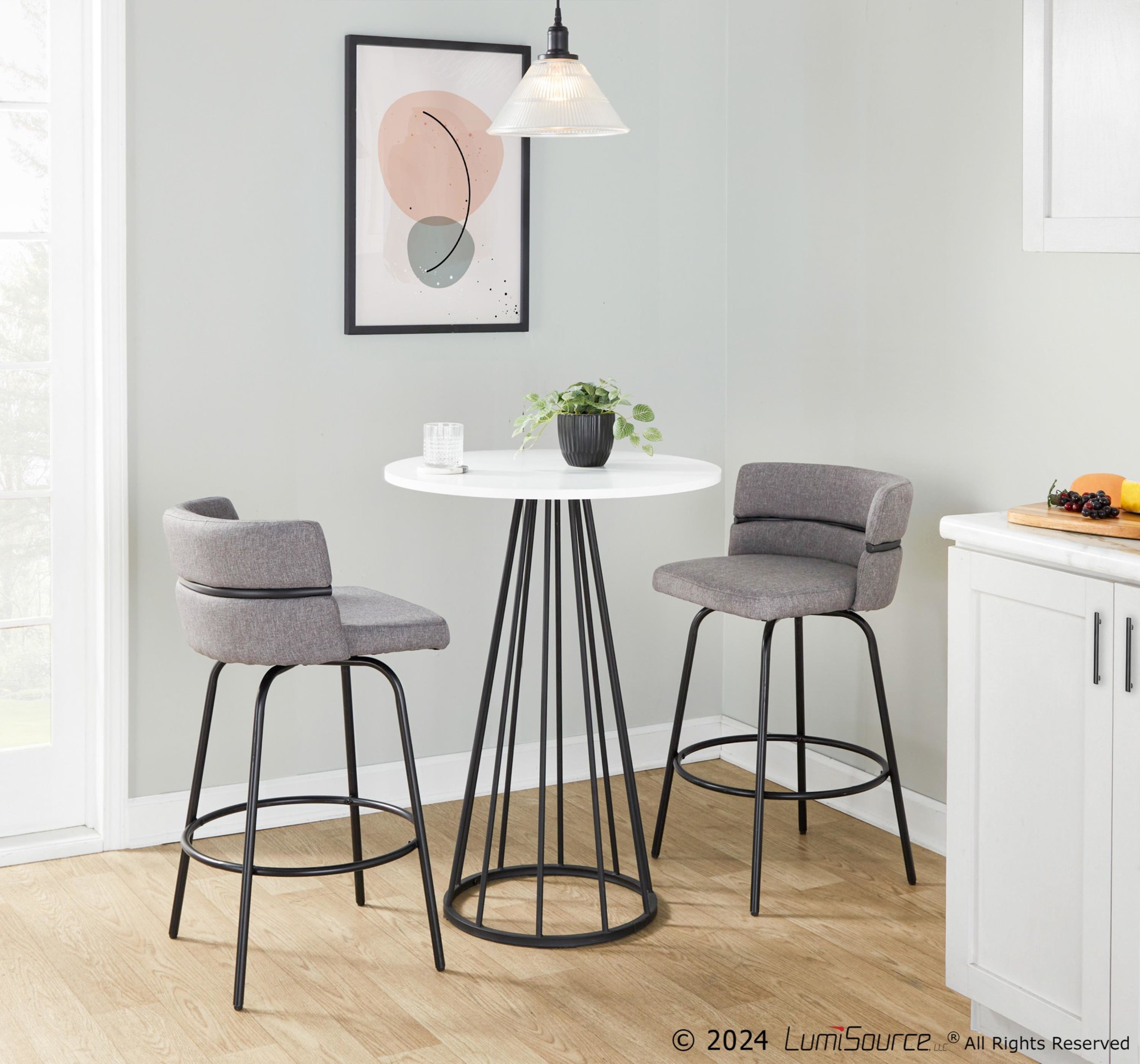 Cinch 26 Contemporary Black and Grey Swivel Counter Stools (Set of 2) 5 Cinch 26 Contemporary Black and Grey Swivel Counter Stools (Set of 2) - Image 5