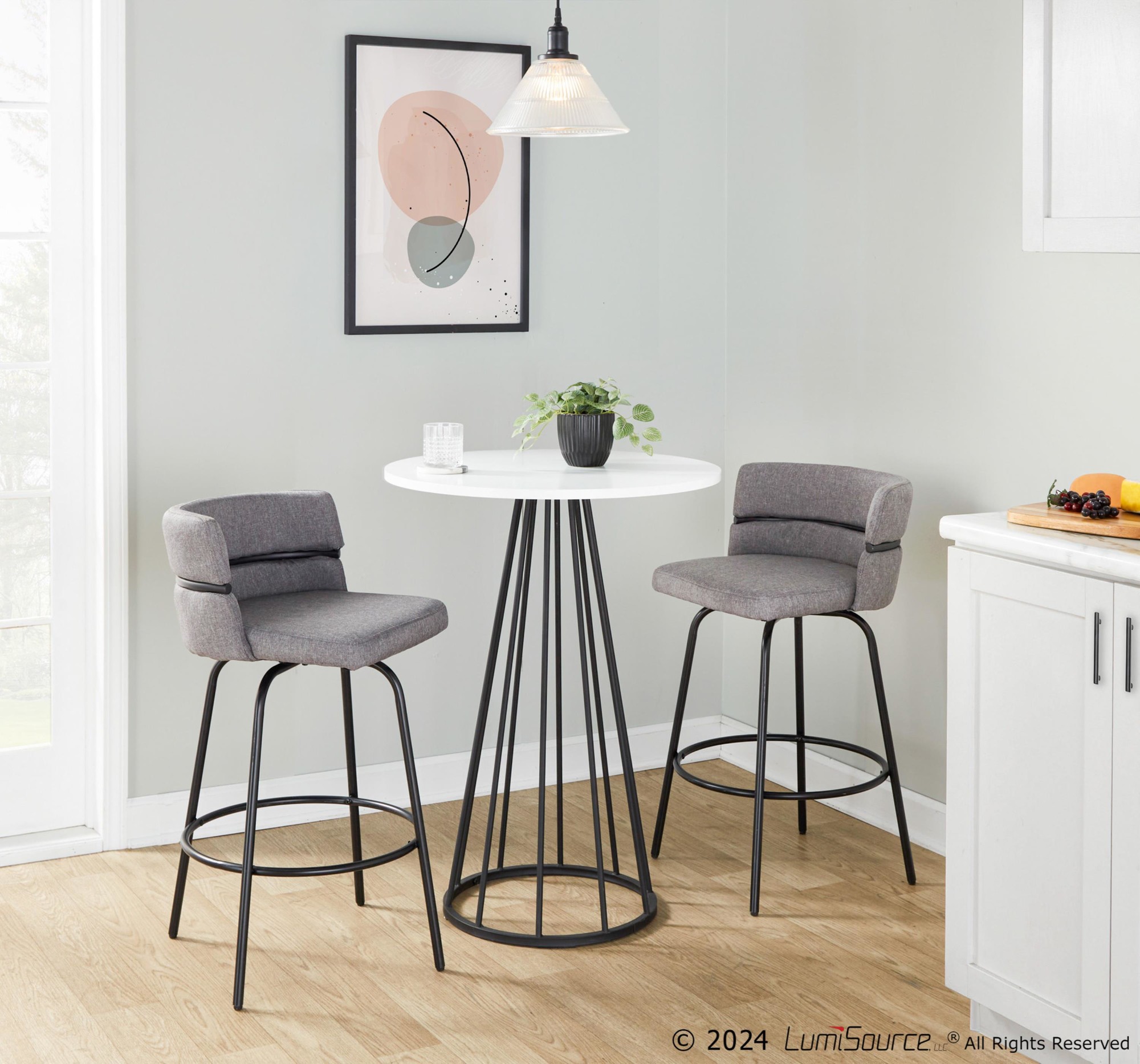 Cinch 26 Contemporary Black and Grey Swivel Counter Stools (Set of 2) 6 Cinch 26 Contemporary Black and Grey Swivel Counter Stools (Set of 2) - Image 6