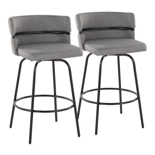 Cinch 26 Contemporary Black and Grey Swivel Counter Stools Set of 2 6