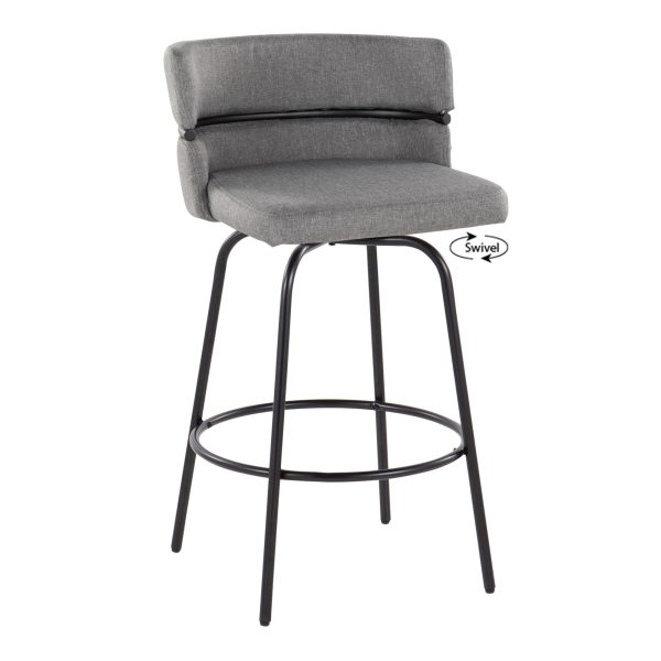 Cinch 26 Contemporary Black and Grey Swivel Counter Stools Set of 2 7