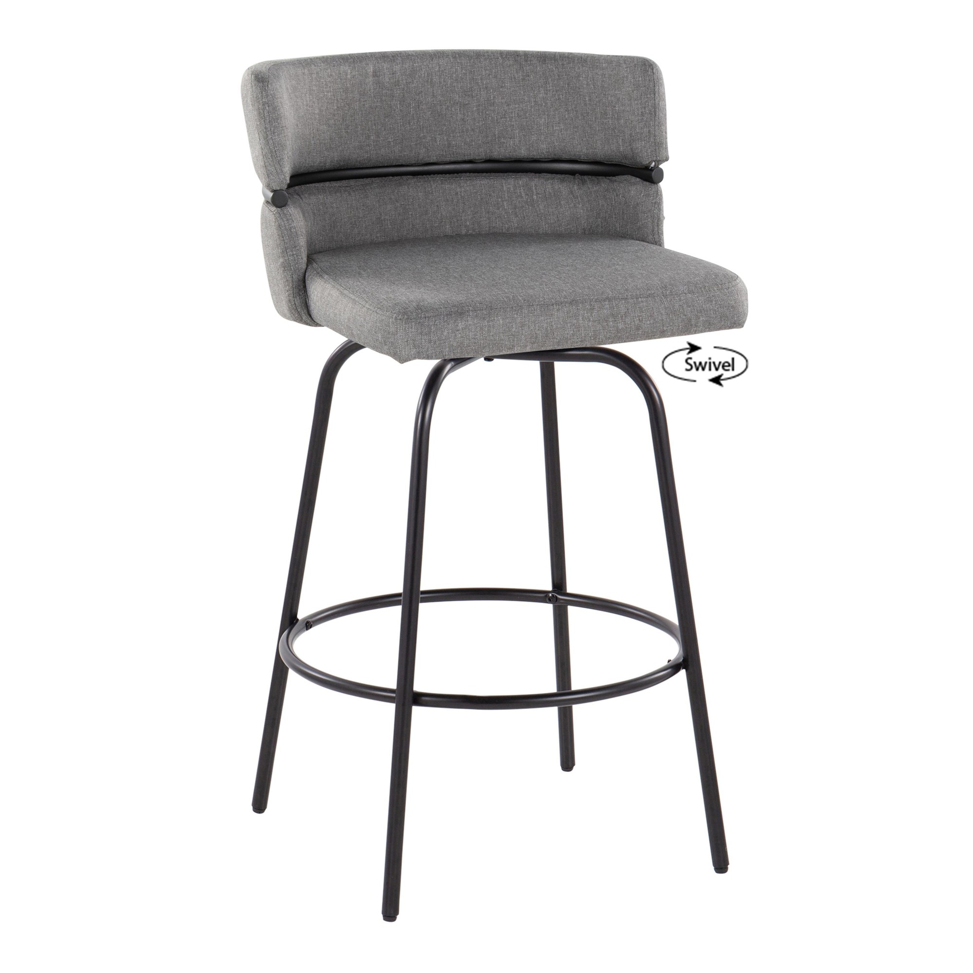Cinch 26 Contemporary Black and Grey Swivel Counter Stools (Set of 2) 8 Cinch 26 Contemporary Black and Grey Swivel Counter Stools (Set of 2) - Image 8