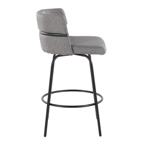 Cinch 26 Contemporary Black and Grey Swivel Counter Stools Set of 2 8