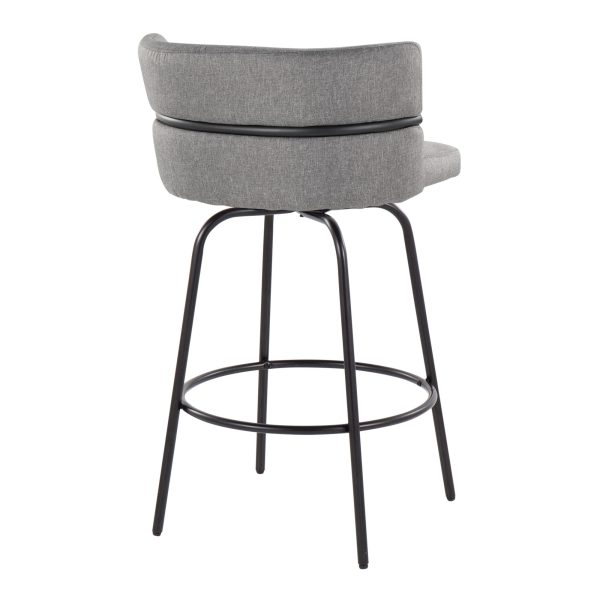 Cinch 26 Contemporary Black and Grey Swivel Counter Stools Set of 2 9