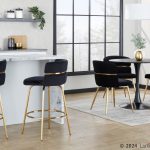 Cinch 26 Gold Black Velvet Swivel Counter Stools (Set of 2) 15 Cinch 26 Gold Black Velvet Swivel Counter Stools (Set of 2)