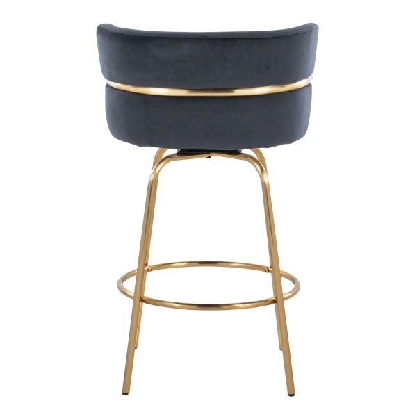 Cinch 26 Gold Black Velvet Swivel Counter Stools Set of 2 10