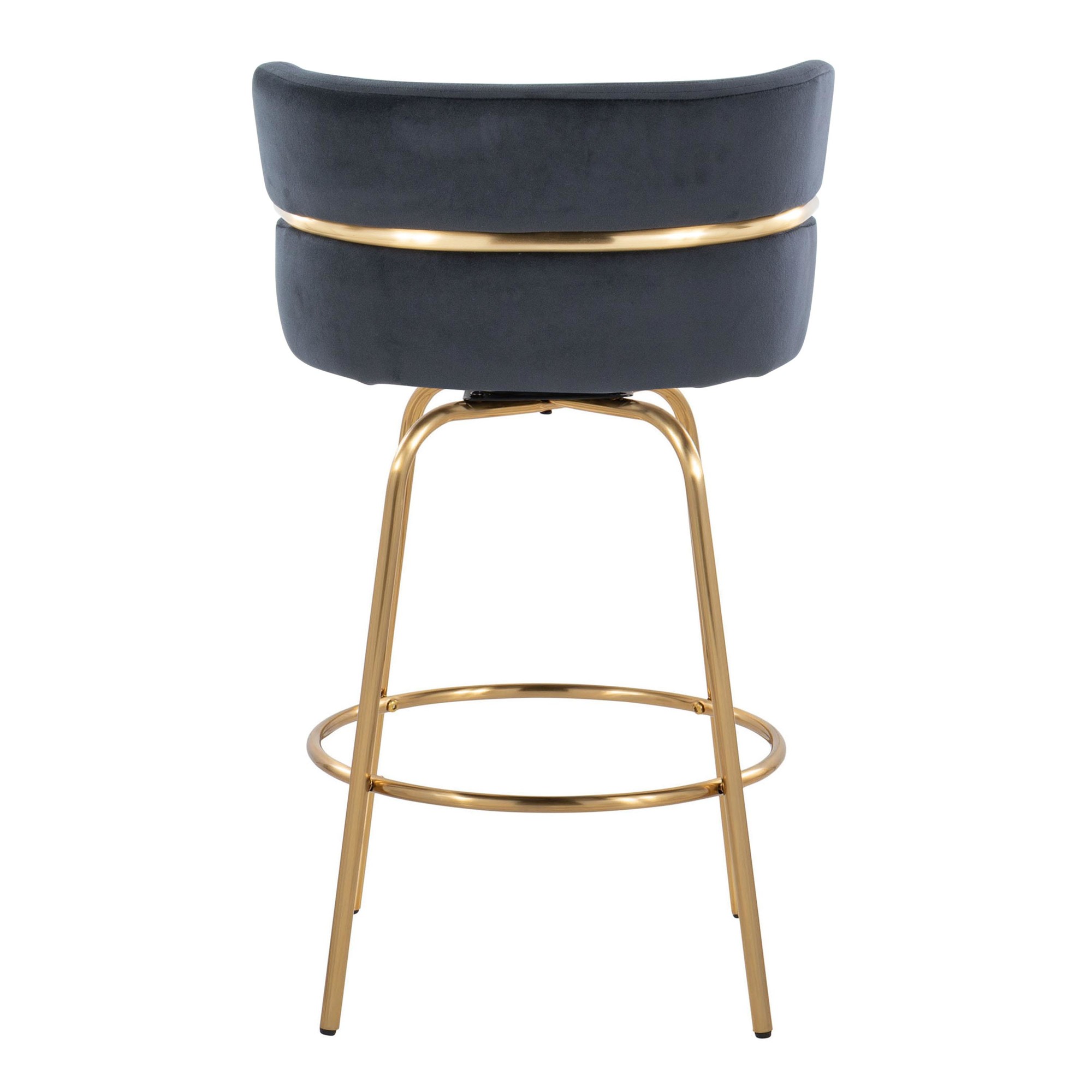 Cinch 26 Gold Black Velvet Swivel Counter Stools (Set of 2) 11 Cinch 26 Gold Black Velvet Swivel Counter Stools (Set of 2) - Image 11