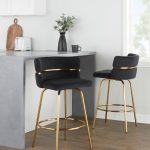 Cinch 26 Gold Black Velvet Swivel Counter Stools (Set of 2) 14 Cinch 26 Gold Black Velvet Swivel Counter Stools (Set of 2)