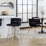 Cinch 26 Gold Black Velvet Swivel Counter Stools (Set of 2) 16 Cinch 26 Gold Black Velvet Swivel Counter Stools (Set of 2)