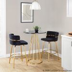 Cinch 26 Gold Black Velvet Swivel Counter Stools (Set of 2) 17 Cinch 26 Gold Black Velvet Swivel Counter Stools (Set of 2)