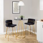 Cinch 26 Gold Black Velvet Swivel Counter Stools (Set of 2) 18 Cinch 26 Gold Black Velvet Swivel Counter Stools (Set of 2)