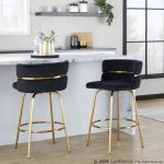 Cinch 26 Gold Black Velvet Swivel Counter Stools (Set of 2) 19 Cinch 26 Gold Black Velvet Swivel Counter Stools (Set of 2)