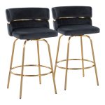 Cinch 26 Gold Black Velvet Swivel Counter Stools (Set of 2) 20 Cinch 26 Gold Black Velvet Swivel Counter Stools (Set of 2)