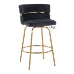 Cinch 26 Gold Black Velvet Swivel Counter Stools (Set of 2) 21 Cinch 26 Gold Black Velvet Swivel Counter Stools (Set of 2)