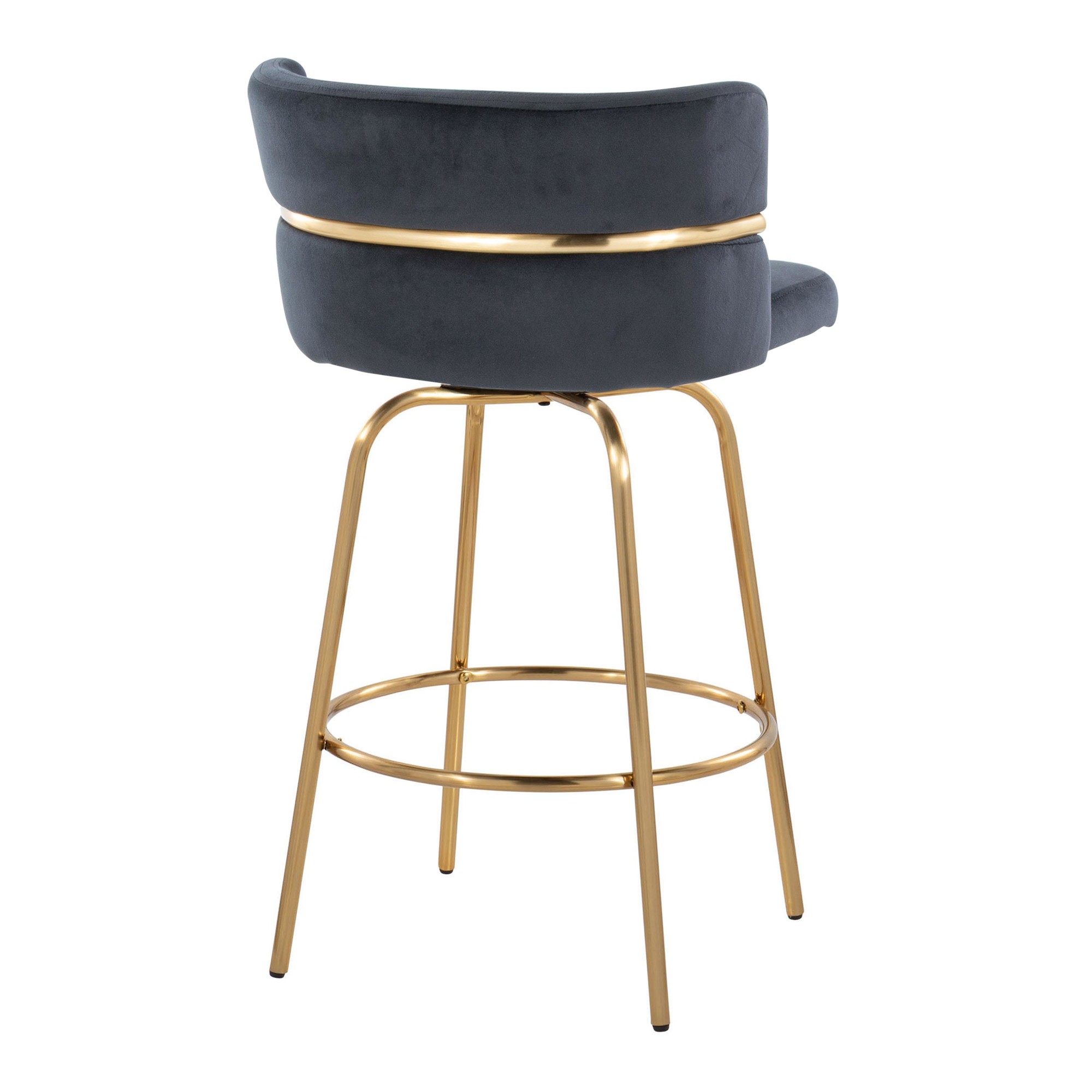 Cinch 26 Gold Black Velvet Swivel Counter Stools (Set of 2) 10 Cinch 26 Gold Black Velvet Swivel Counter Stools (Set of 2) - Image 10