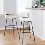 Cinch 30 Contemporary Black Metal Cream Swivel Barstools (Set of 2)