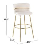Cinch 30 Contemporary Black Metal Cream Swivel Barstools (Set of 2)