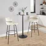 Cinch 30 Contemporary Black Metal Cream Swivel Barstools (Set of 2)