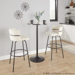 Cinch 30 Contemporary Black Metal Cream Swivel Barstools (Set of 2)