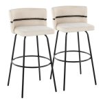 Cinch 30 Contemporary Black Metal Cream Swivel Barstools (Set of 2)