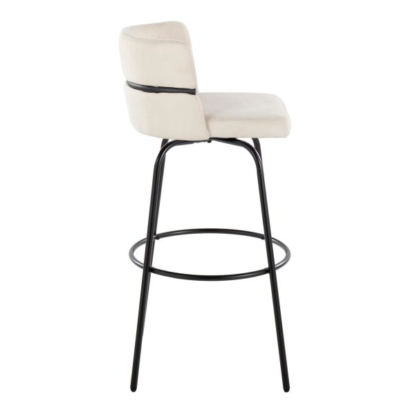 Cinch 30 Contemporary Black Metal Cream Swivel Barstools Set of 2 6