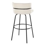 Cinch 30 Contemporary Black Metal Cream Swivel Barstools (Set of 2)