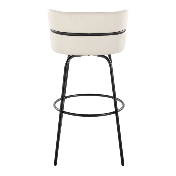 Cinch 30 Contemporary Black Metal Cream Swivel Barstools Set of 2 8