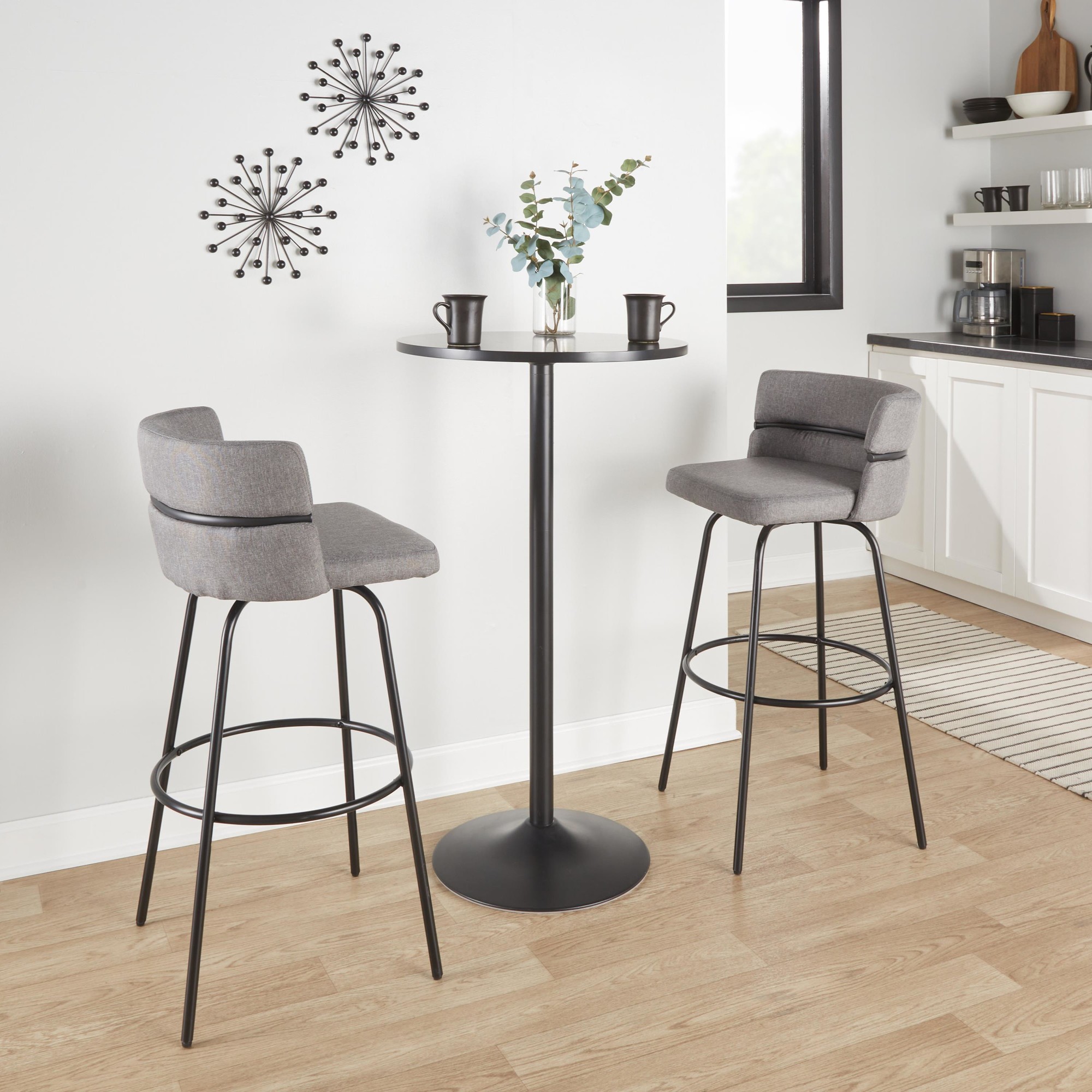 Cinch 30 Contemporary Light Grey Swivel Barstool (Set of 2) 2 Cinch 30 Contemporary Light Grey Swivel Barstool (Set of 2) - Image 2