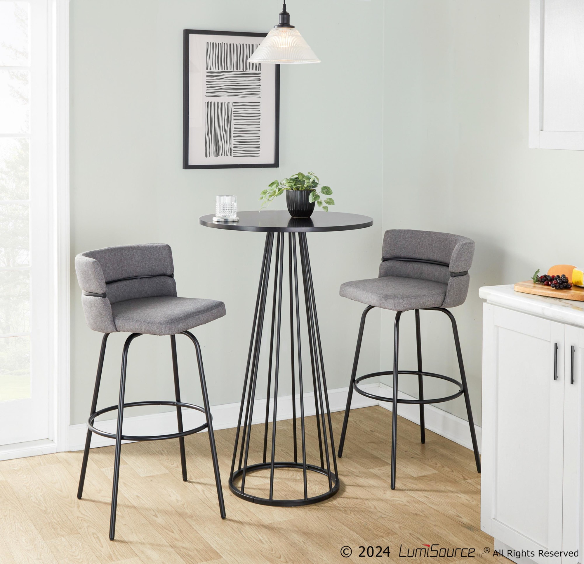 Cinch 30 Contemporary Light Grey Swivel Barstool (Set of 2) 3 Cinch 30 Contemporary Light Grey Swivel Barstool (Set of 2) - Image 3