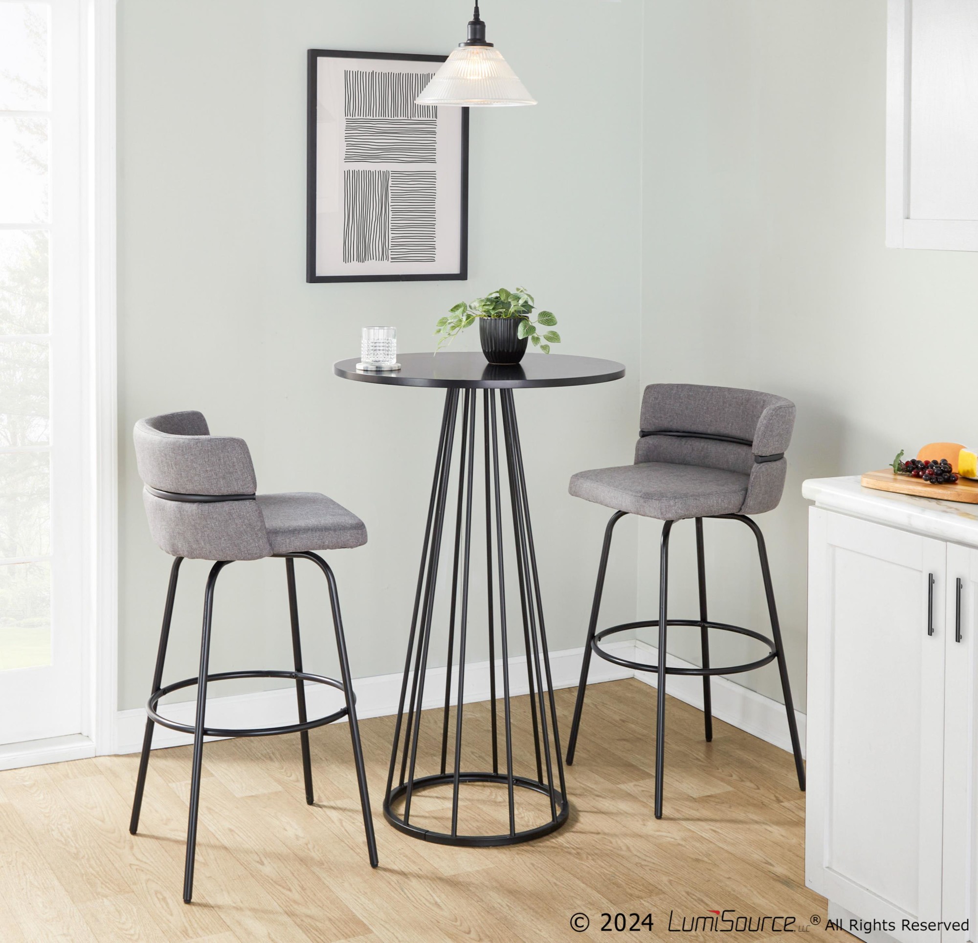 Cinch 30 Contemporary Light Grey Swivel Barstool (Set of 2) 4 Cinch 30 Contemporary Light Grey Swivel Barstool (Set of 2) - Image 4