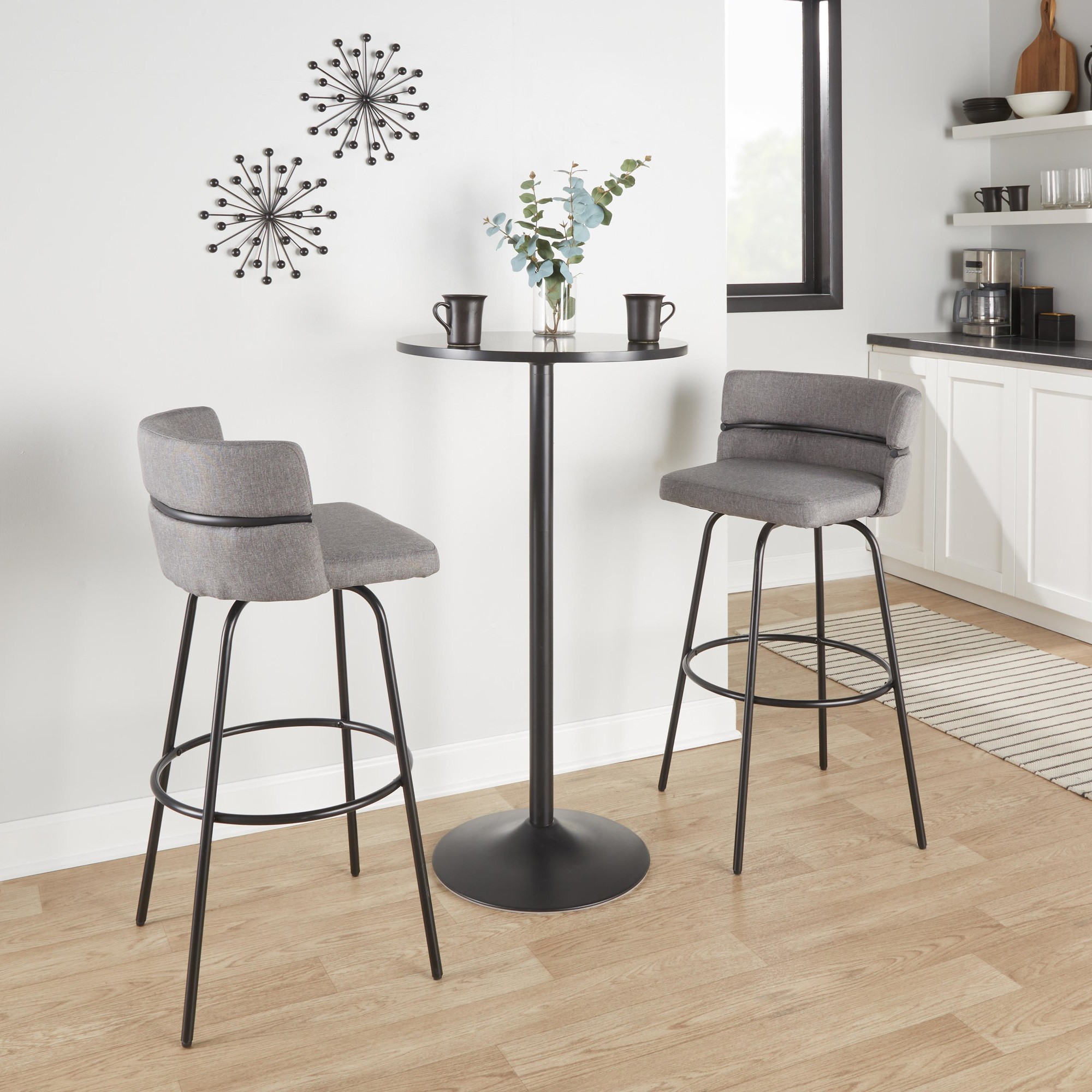 Cinch 30 Contemporary Light Grey Swivel Barstool (Set of 2) 1 Cinch 30 Contemporary Light Grey Swivel Barstool (Set of 2)