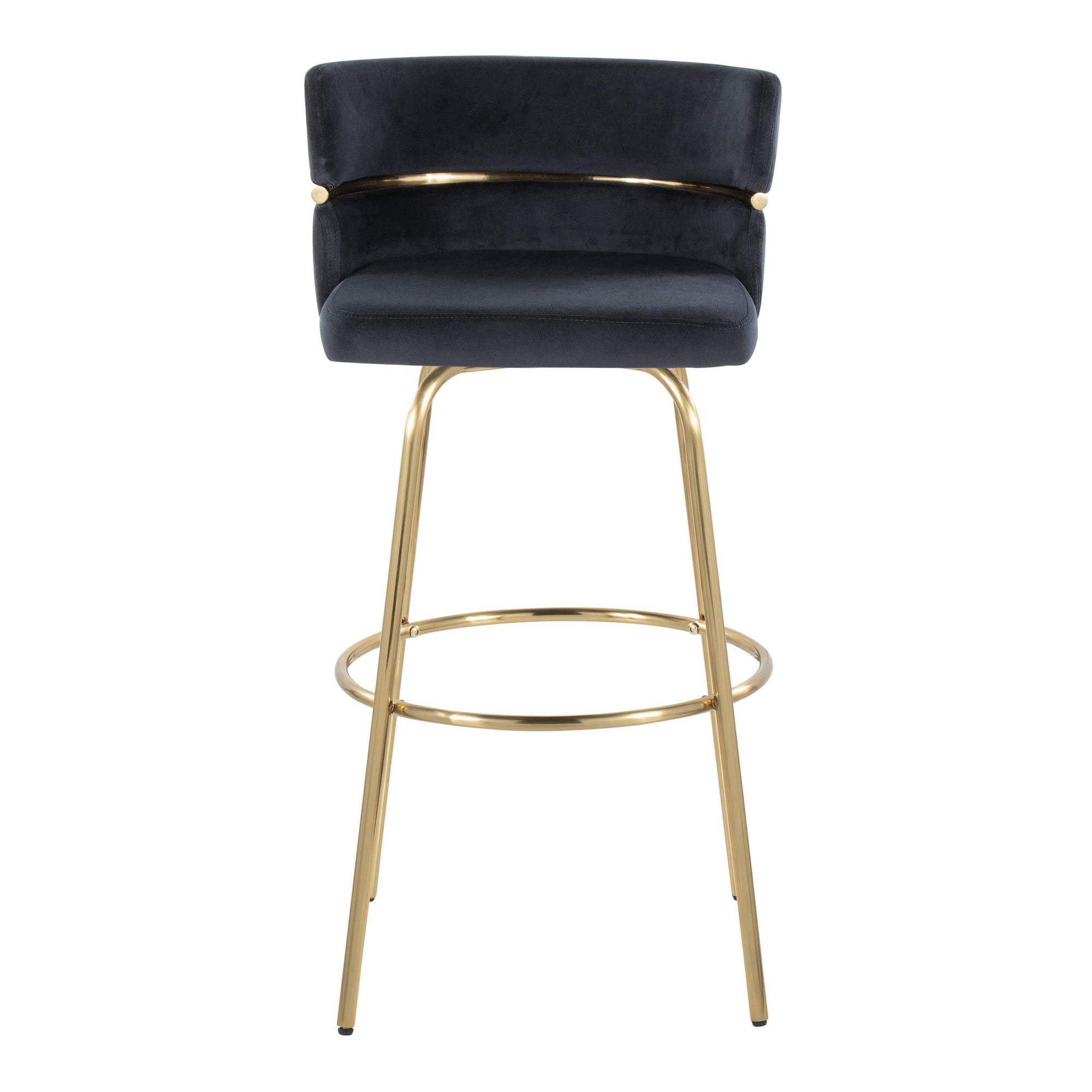 Cinch 30 Gold Black Velvet Glam Swivel Barstools (Set of 2) 10 Cinch 30 Gold Black Velvet Glam Swivel Barstools (Set of 2) - Image 10