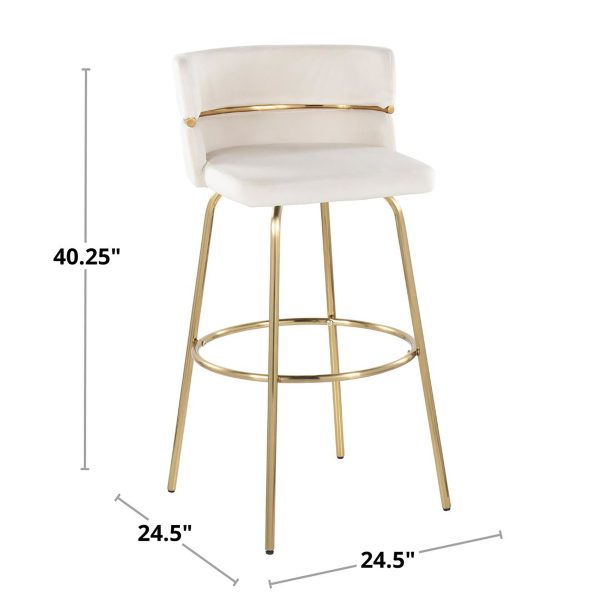 Cinch 30 Gold Cream Velvet Swivel Barstools Set of 2 10